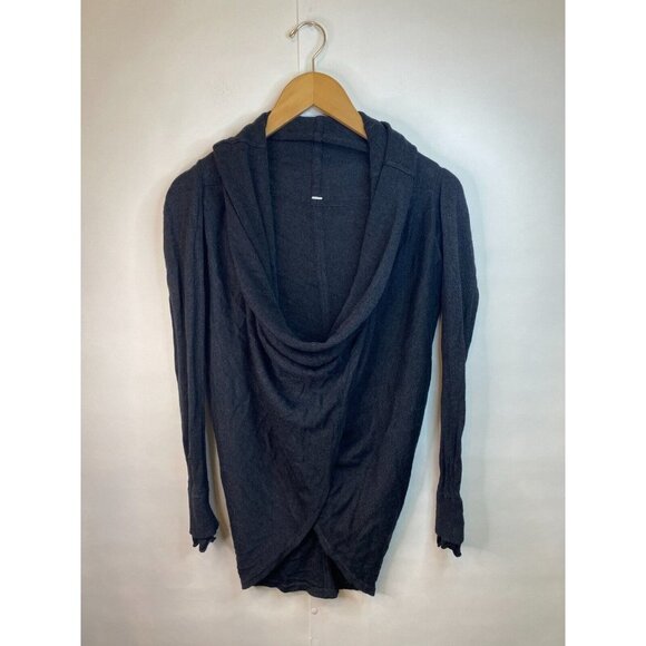 Lululemon Size 2? Black Iconic Sweater Wrap Cardigan Cashmere Blend GUC - Picture 3 of 7